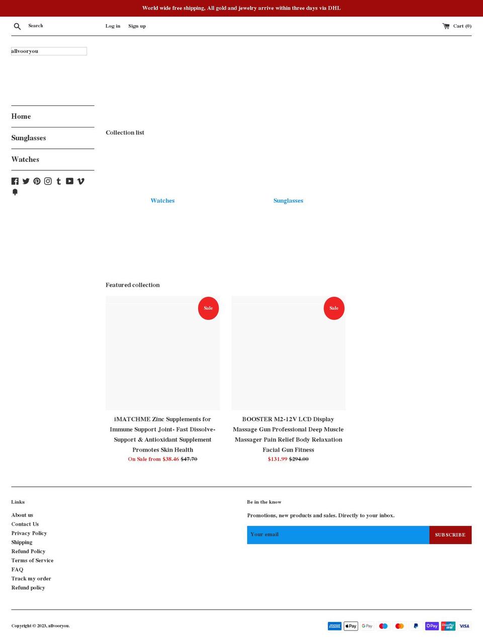 allvooryou.com shopify website screenshot