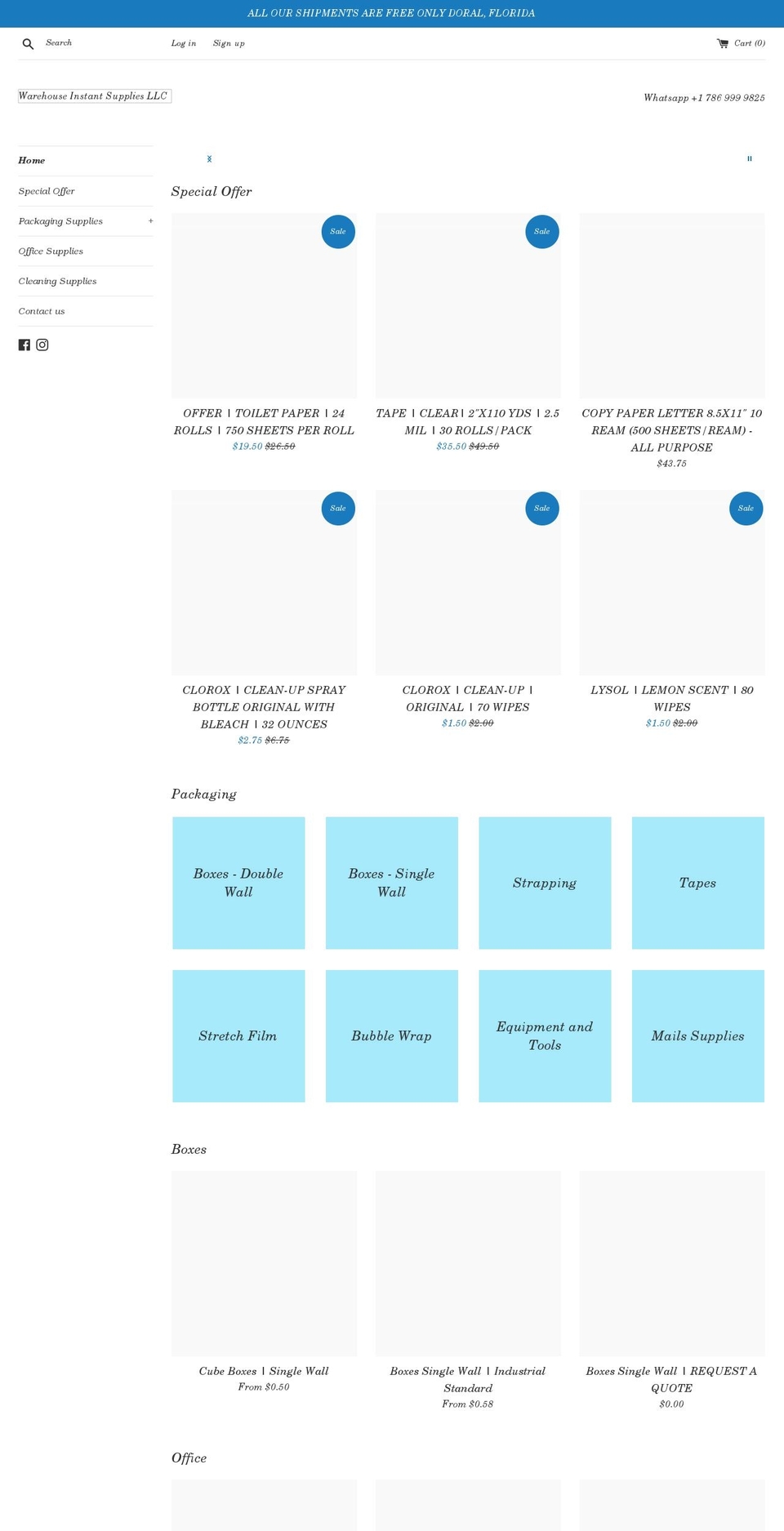 allwarehousesupplies.com shopify website screenshot