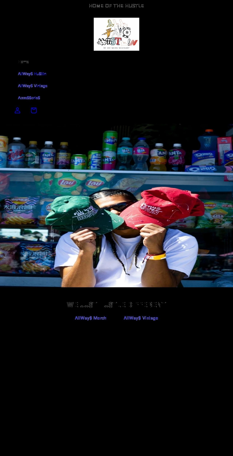 allwayshustlin.com shopify website screenshot