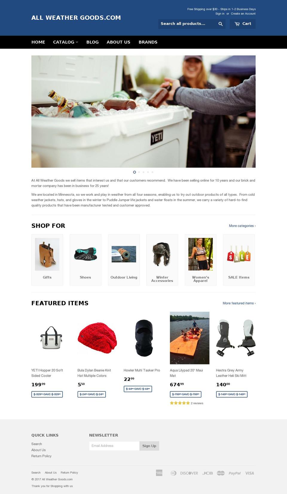 Gecko Theme Shopify theme site example allweathergoods.com