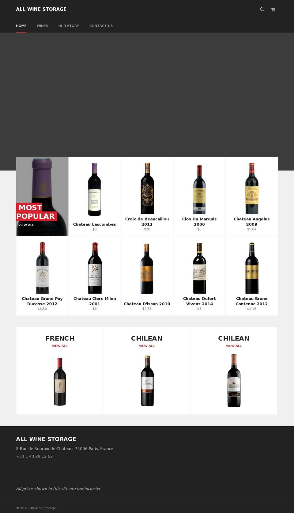 allwinestorage.com shopify website screenshot