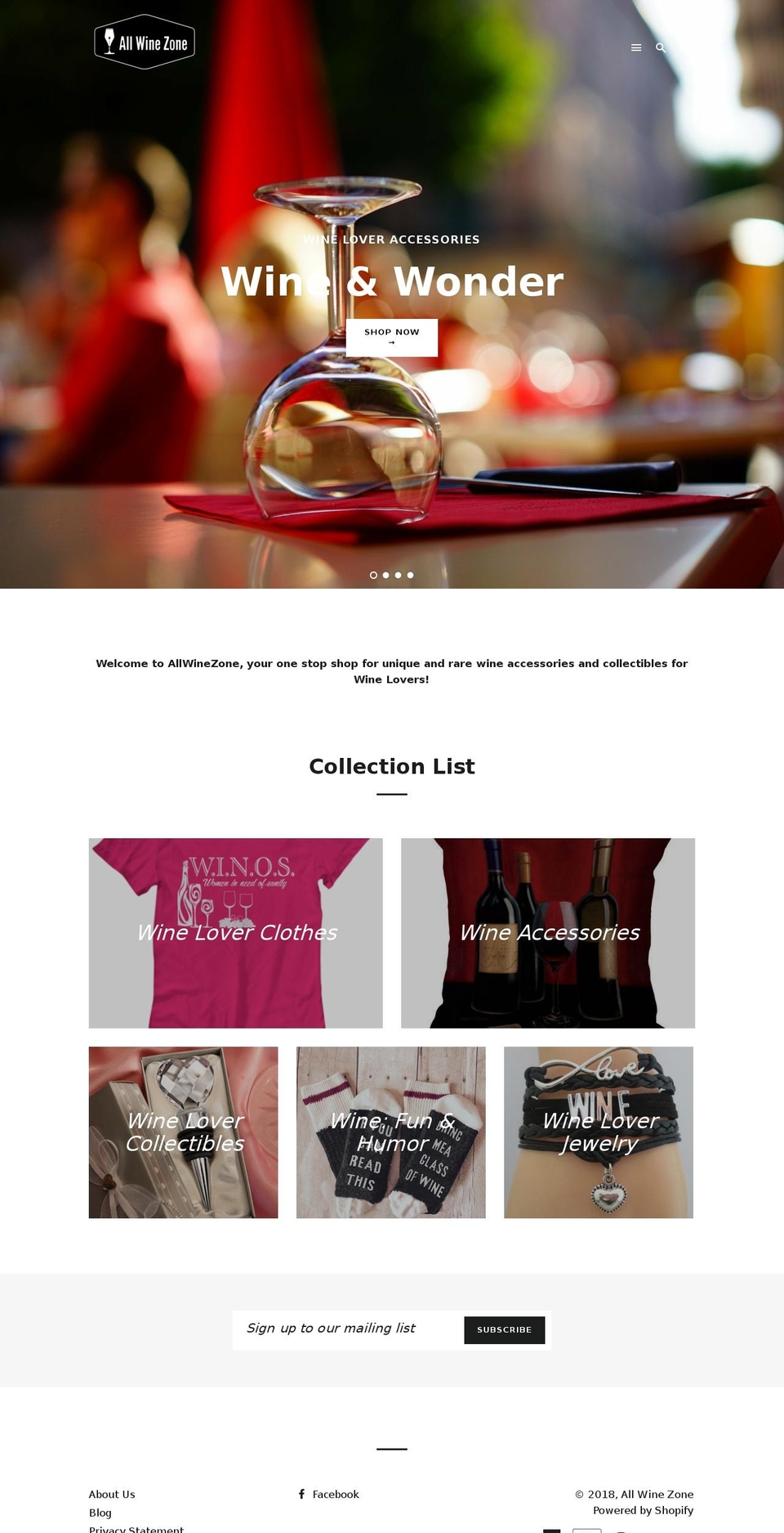allwinezone.com shopify website screenshot