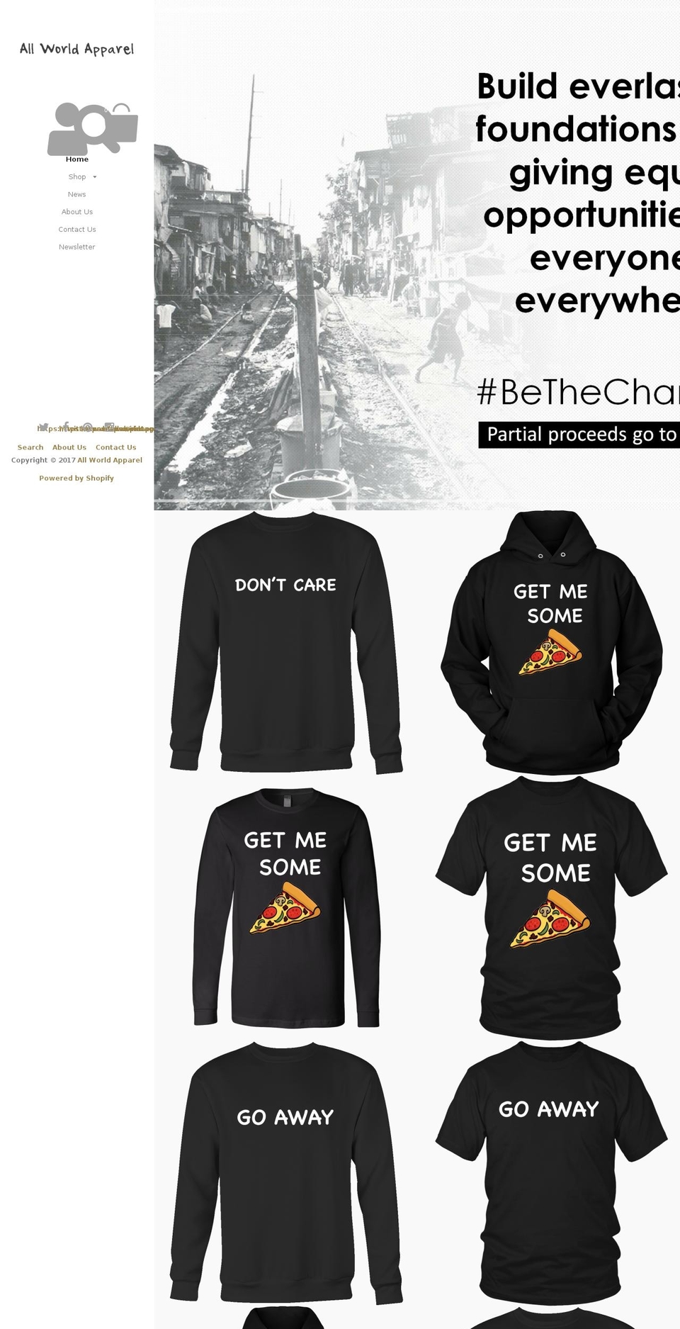 allworldapparel.com shopify website screenshot