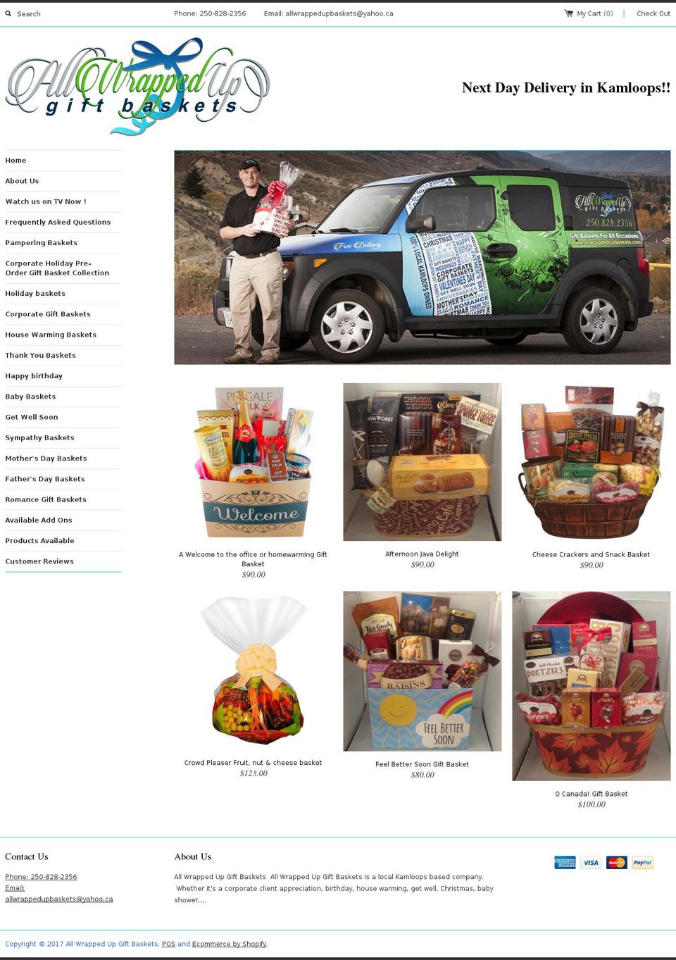 allwrappedupbaskets.com shopify website screenshot