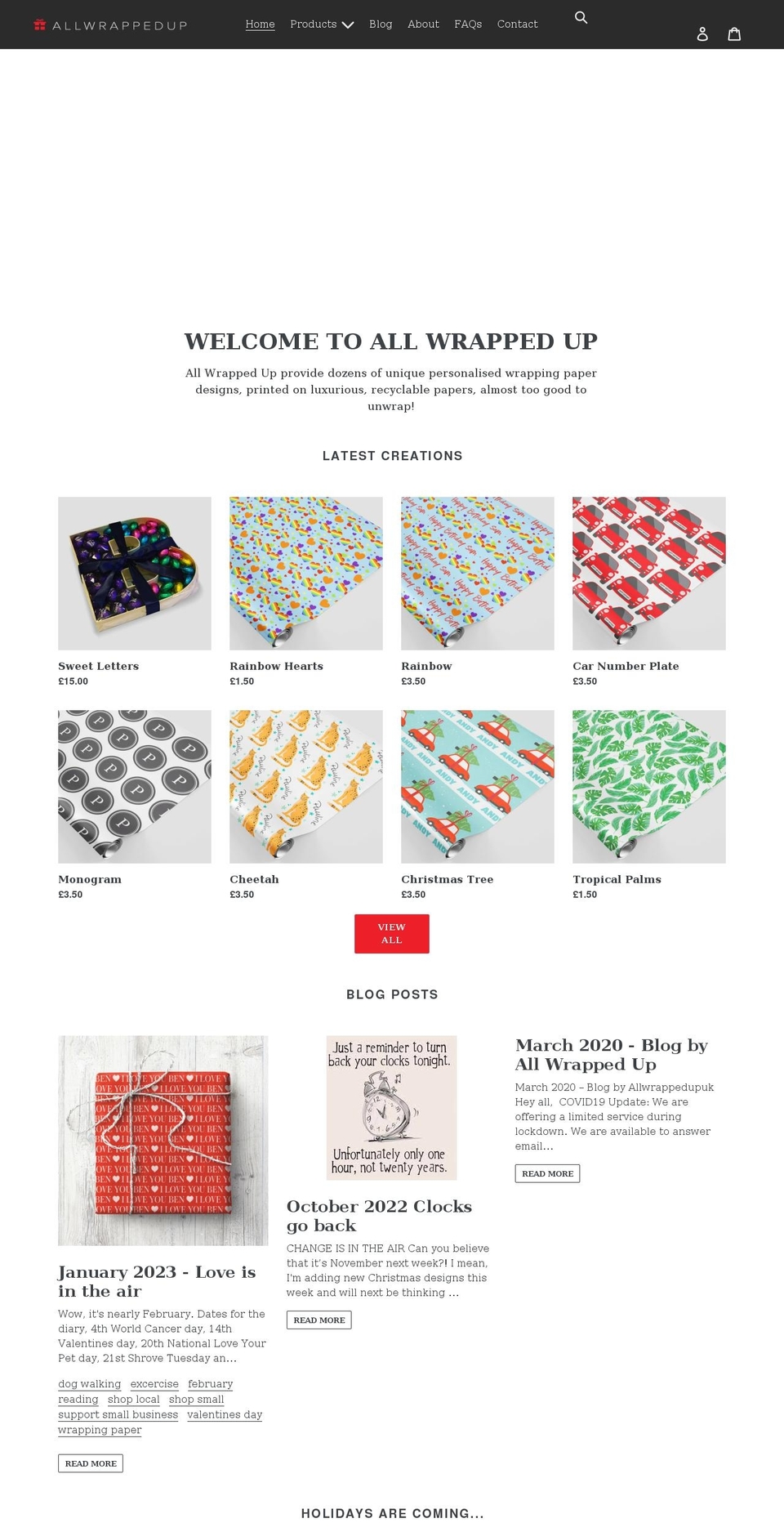 allwrappedupuk.com shopify website screenshot