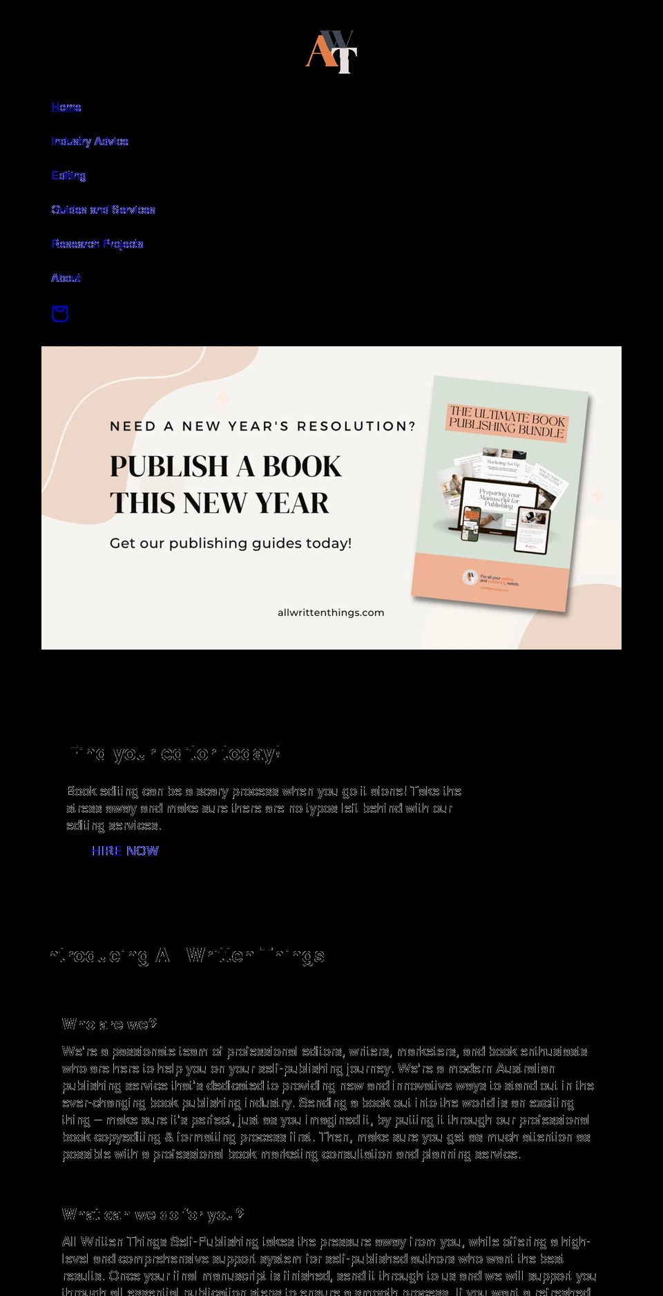 allwrittenthings.com shopify website screenshot