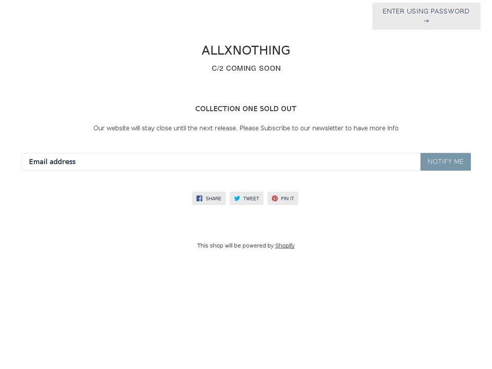 allxnothing.com — Shopify storefront screenshot