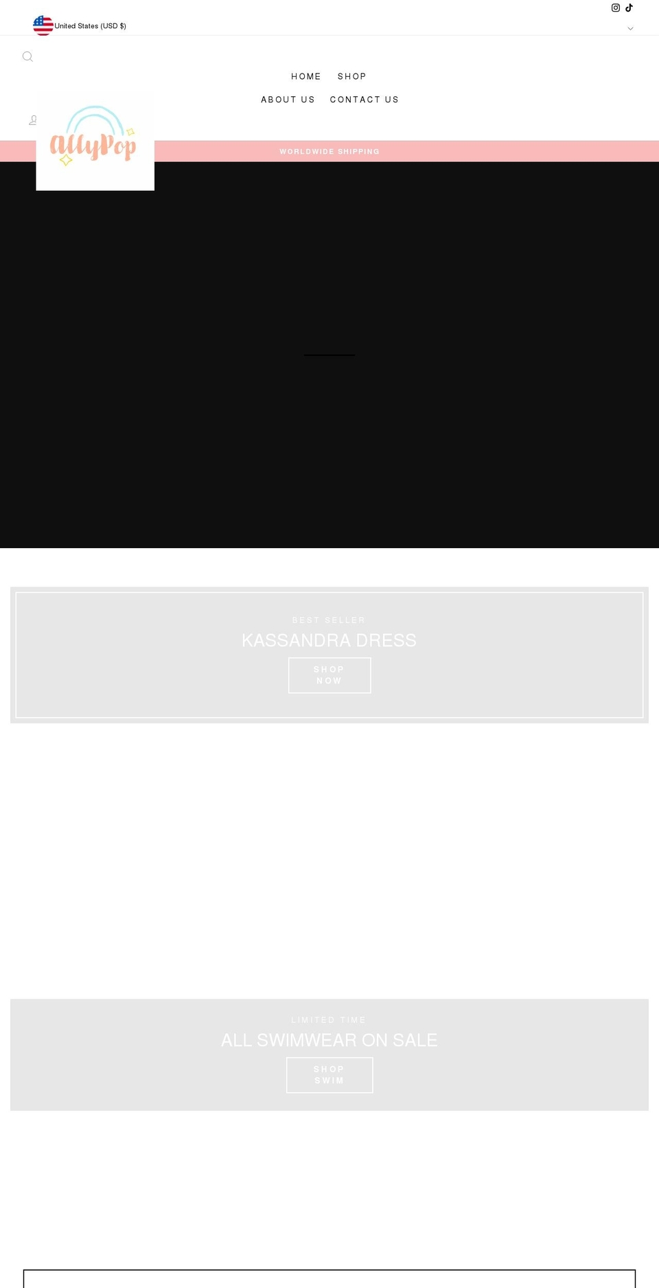 ally-pop.com shopify website screenshot