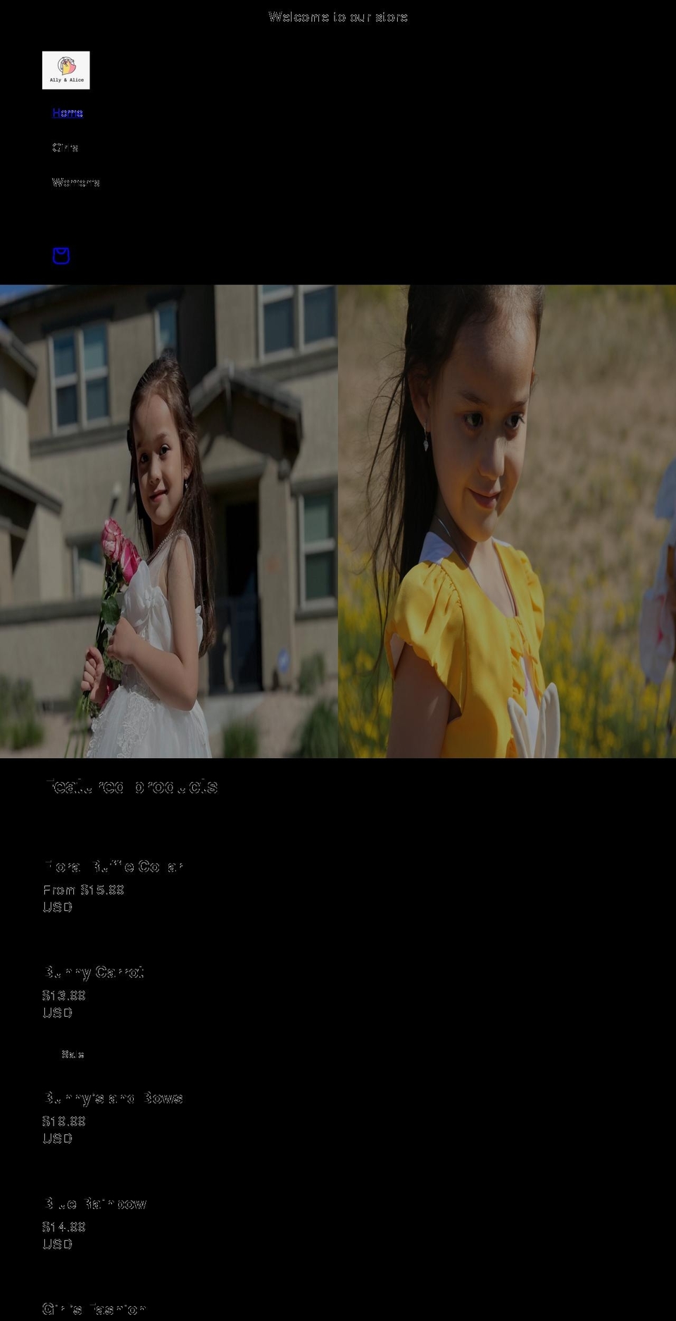 allyalice.com shopify website screenshot