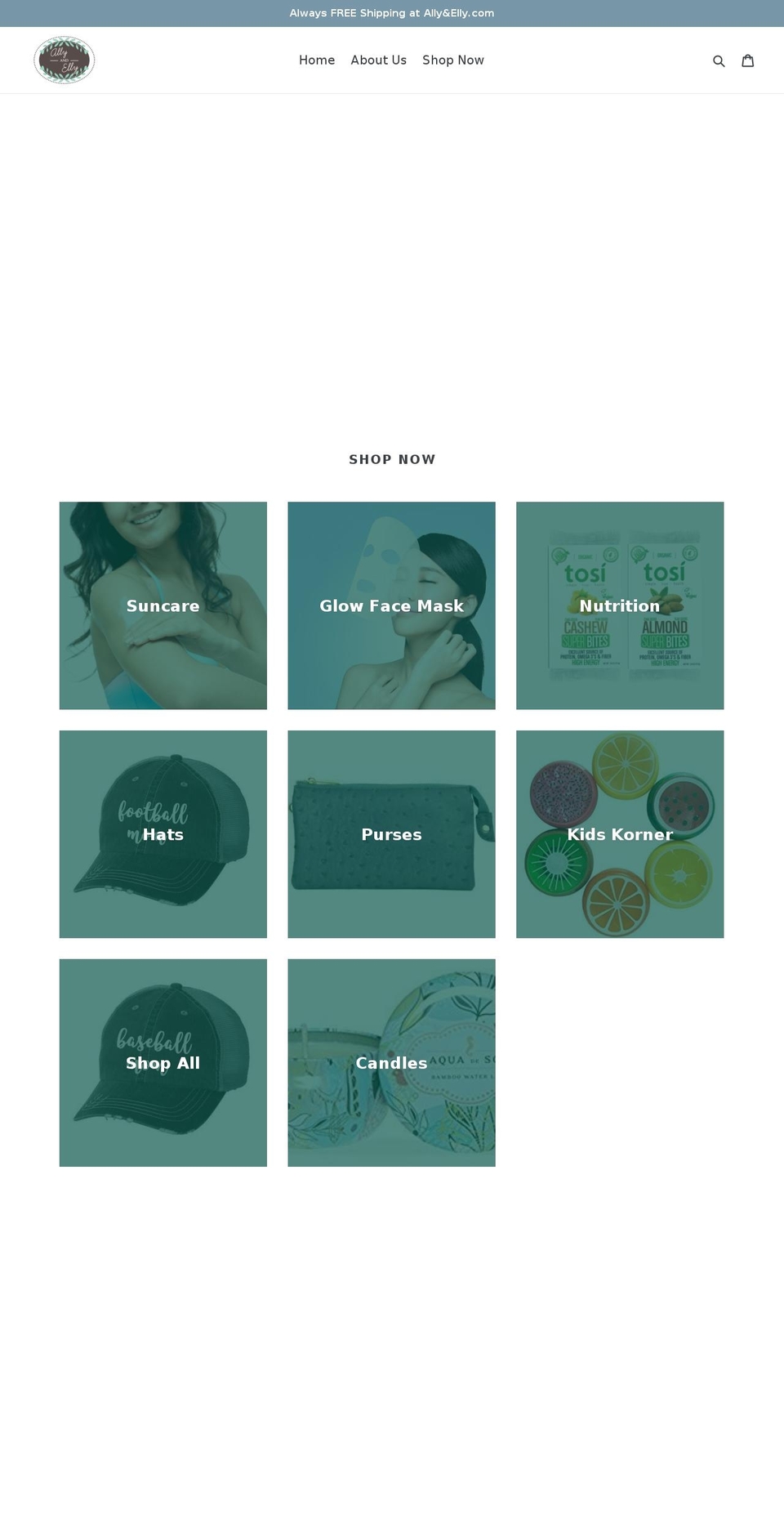 allyandelly.com — Shopify storefront screenshot