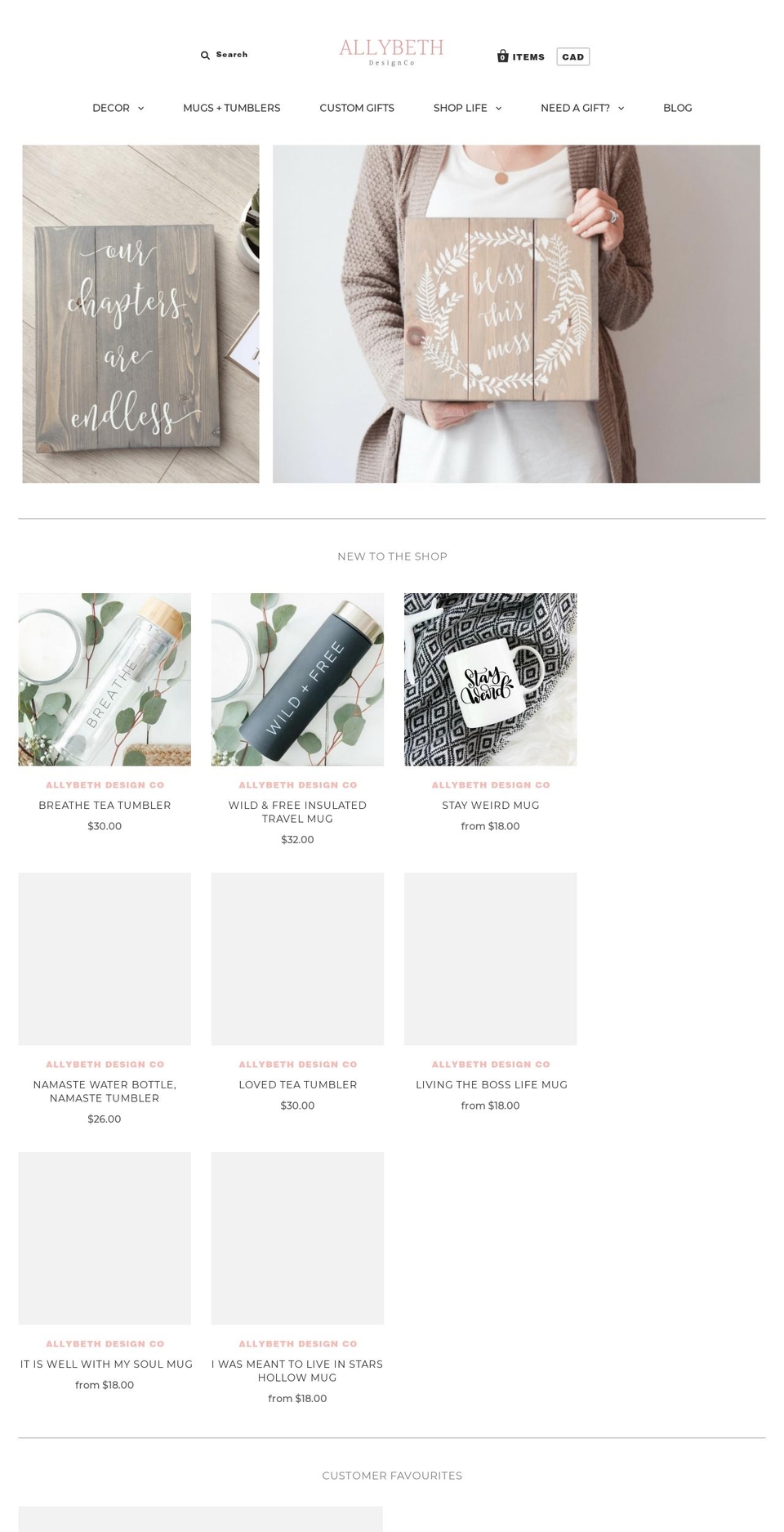 allybethdesignco.com shopify website screenshot