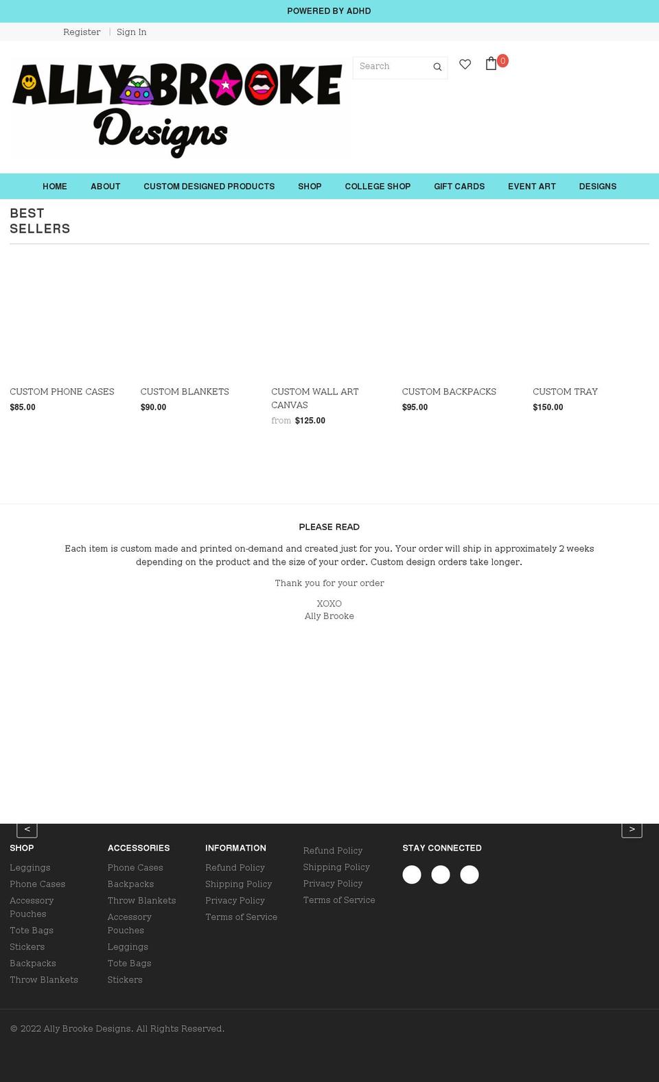 allybrookedesigns.com shopify website screenshot