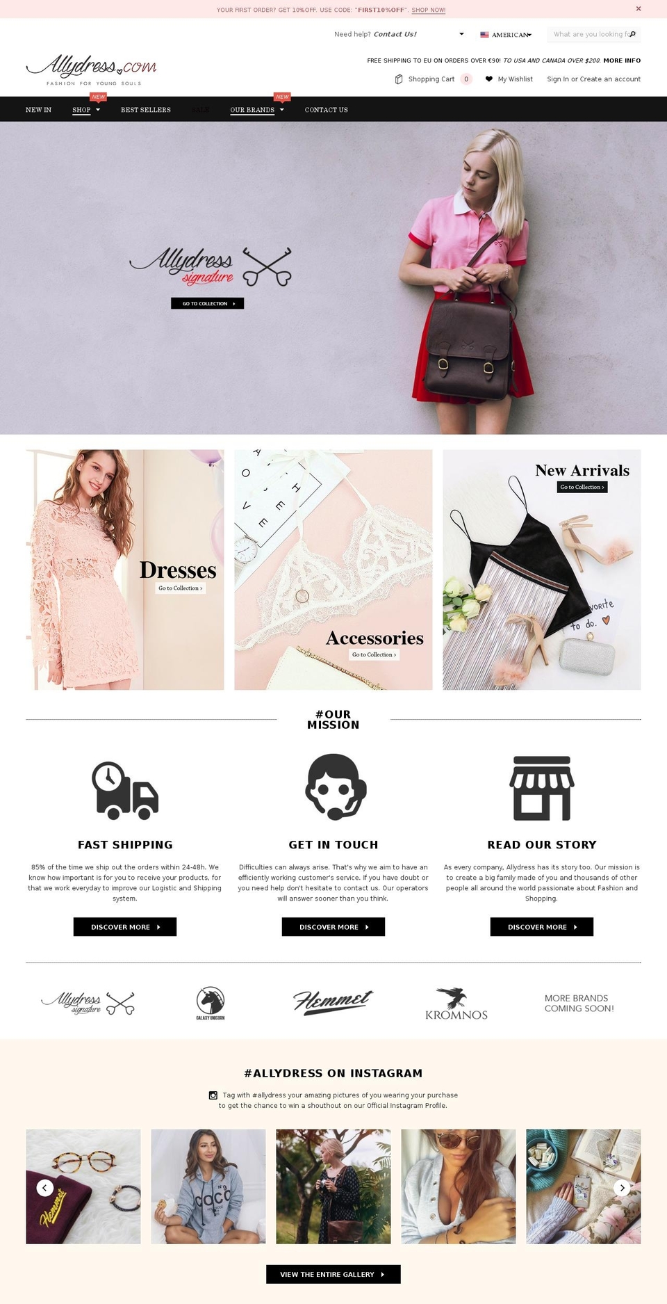 allydress.net shopify website screenshot