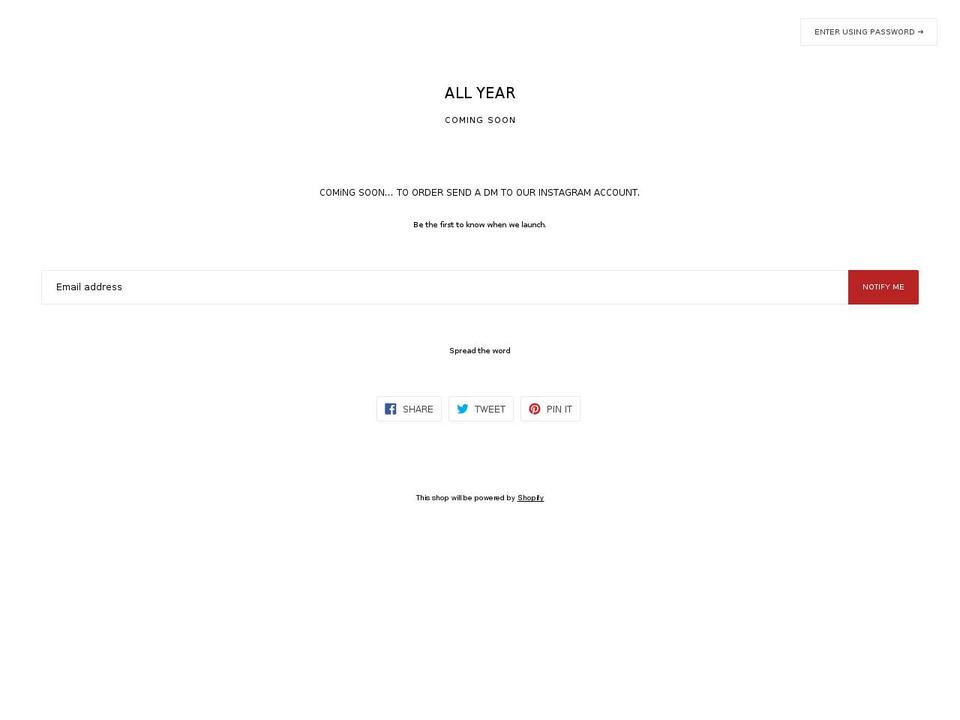 allyear.co shopify website screenshot