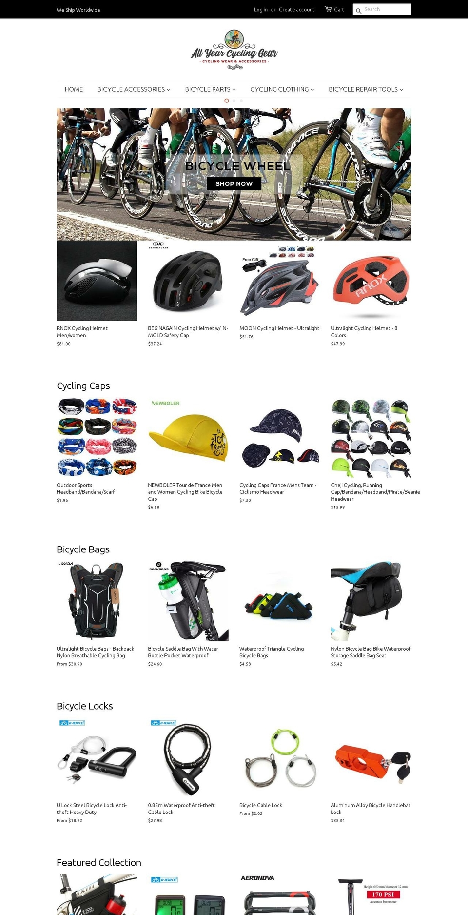 allyearcycling.com — Shopify storefront screenshot