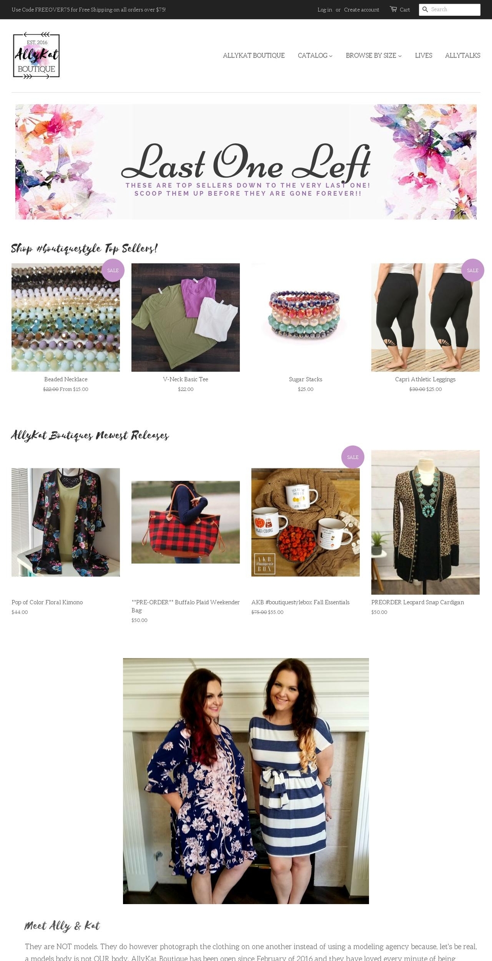 allykatboutique.com — Shopify storefront screenshot