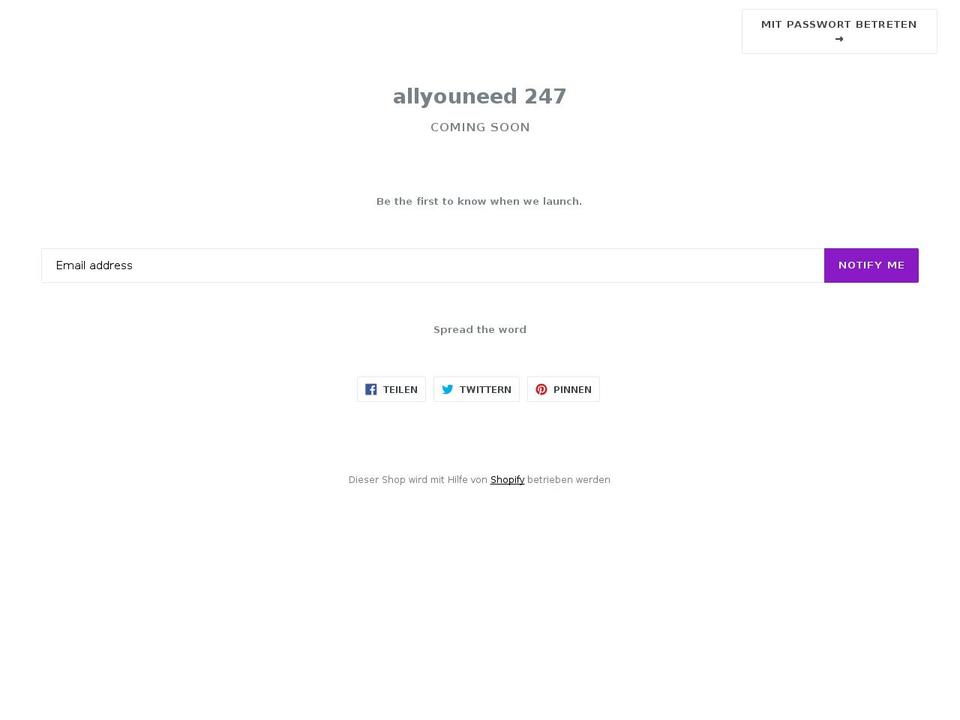allyouneed247.com — Shopify storefront screenshot