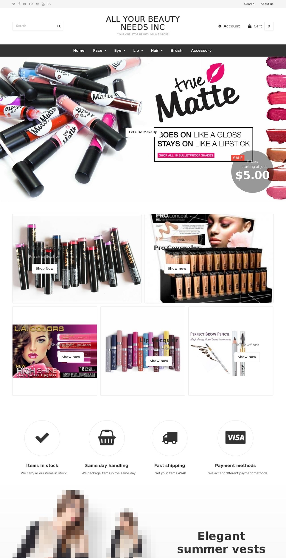 polaris Shopify theme site example allyourbeautyneedsinc.com