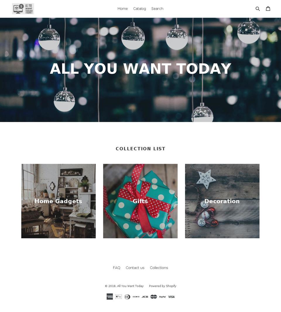 allyouwantoday.com — Shopify storefront screenshot