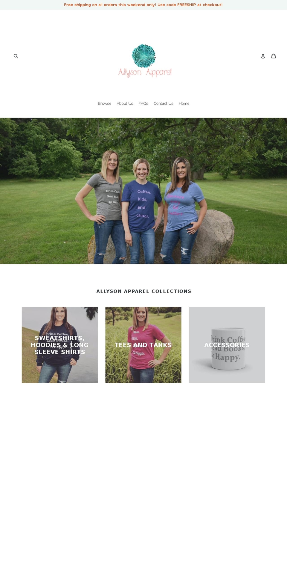 allysonapparel.com — Shopify storefront screenshot