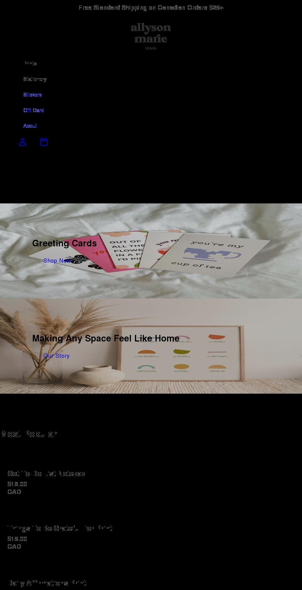 allysonmariedesign.com shopify website screenshot