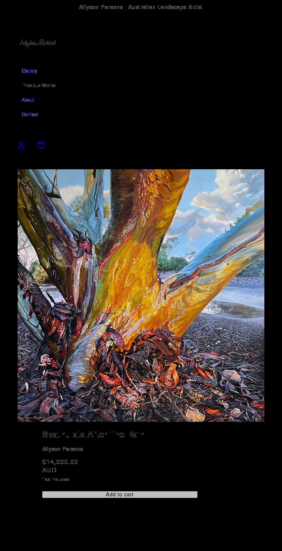 allysonparsonsart.com shopify website screenshot