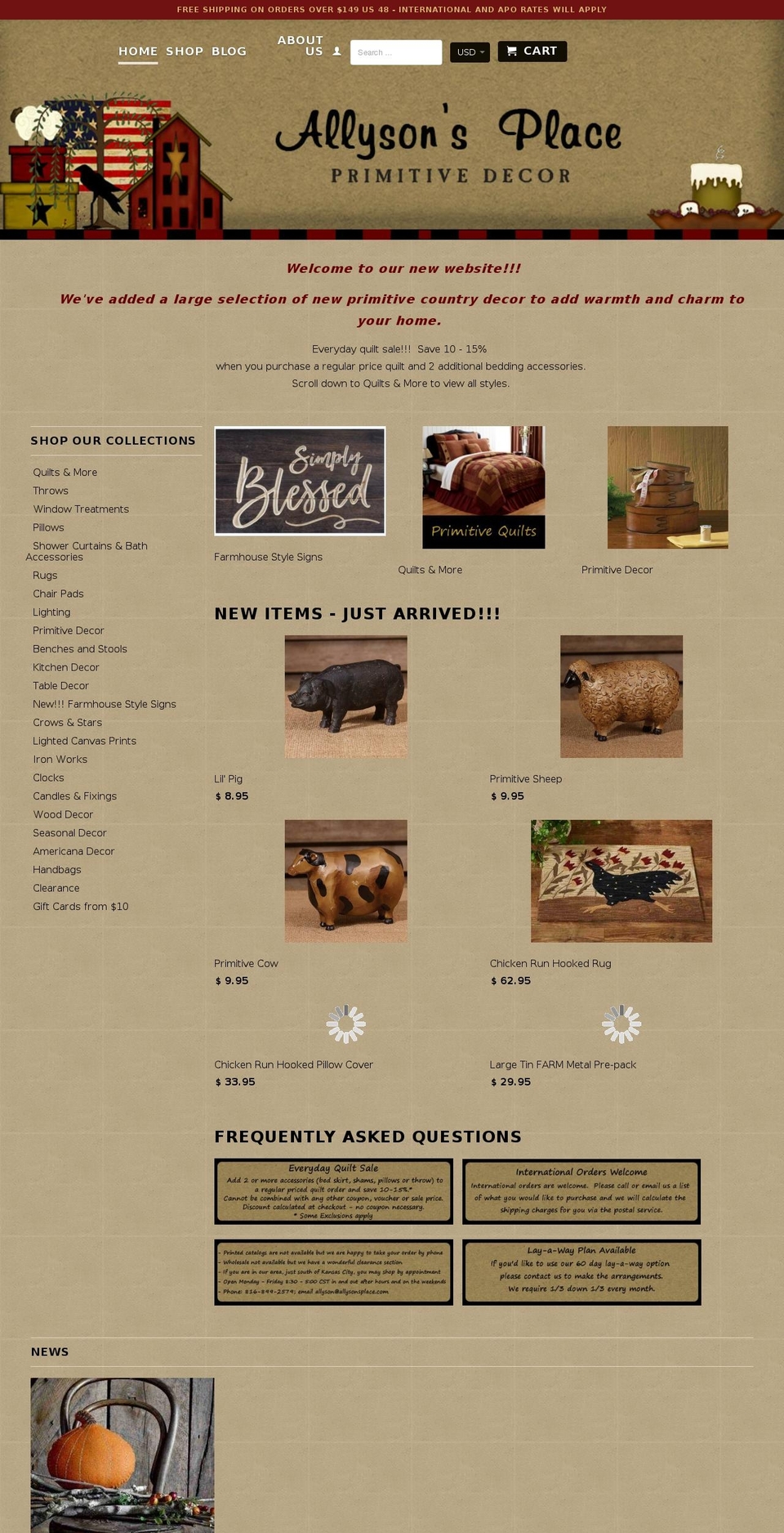 allysonsplace.com shopify website screenshot