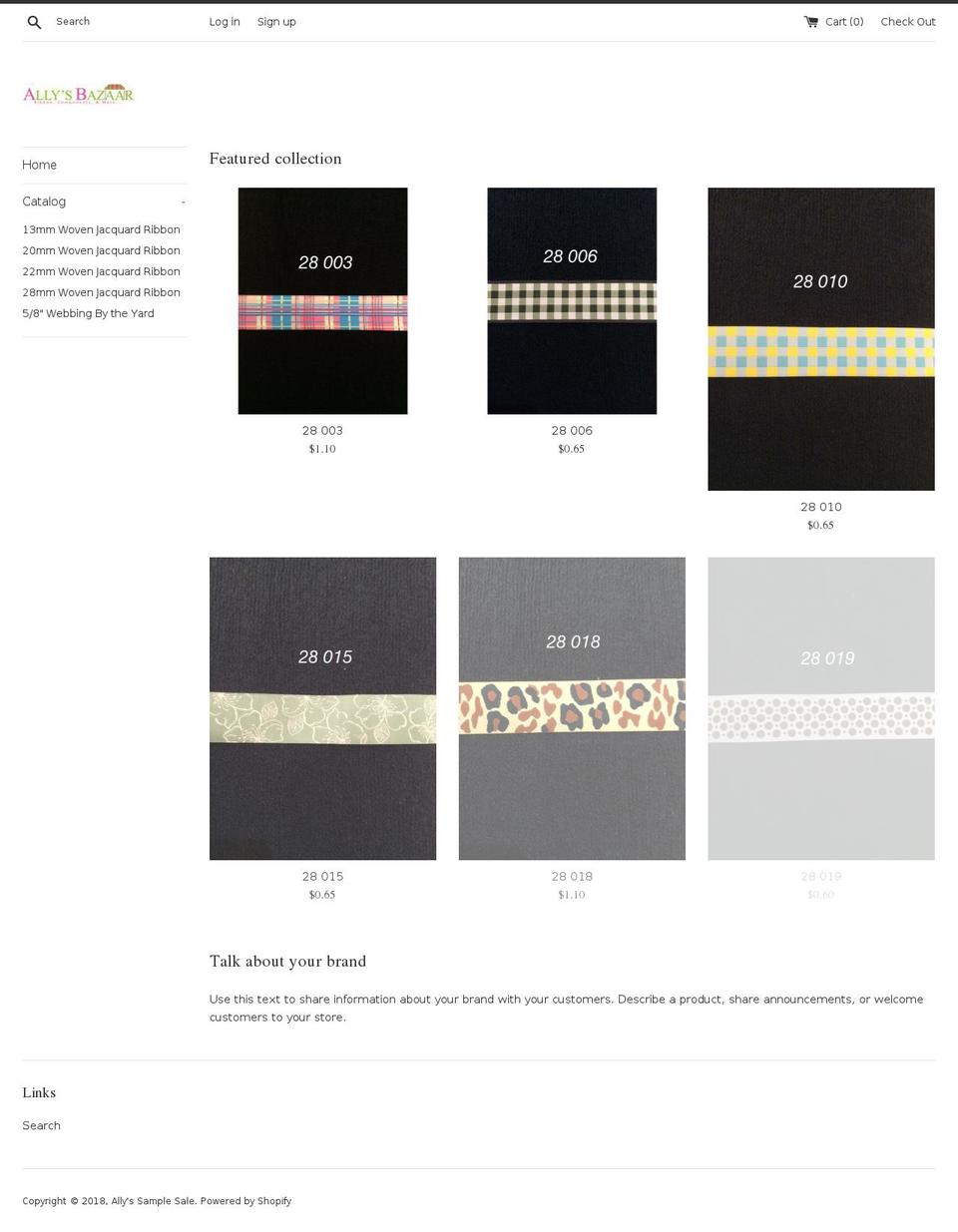 allyssamplesale.com — Shopify storefront screenshot