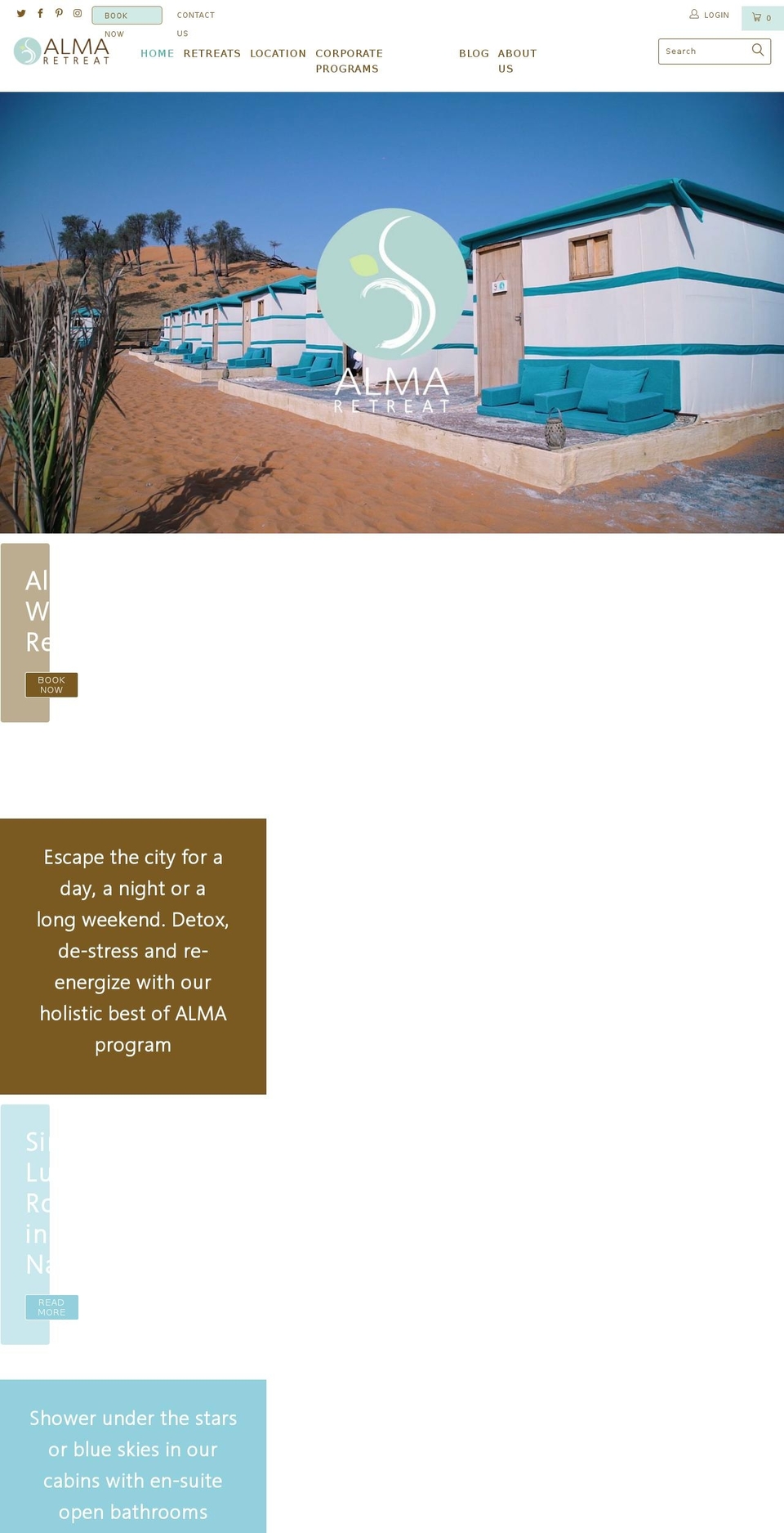 alma-retreat.com — Shopify storefront screenshot