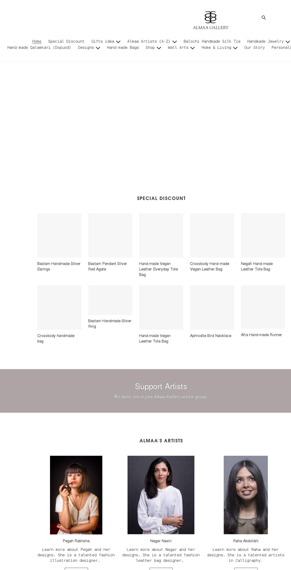 almaagallery.com shopify website screenshot