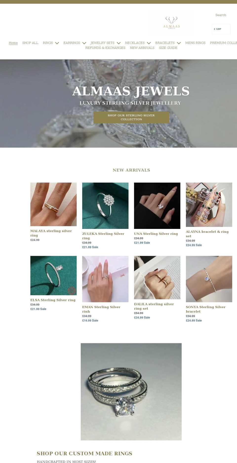 almaasjewels.com shopify website screenshot