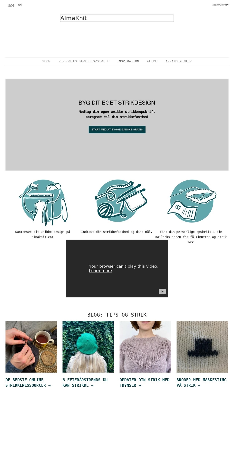 almaknit.com shopify website screenshot