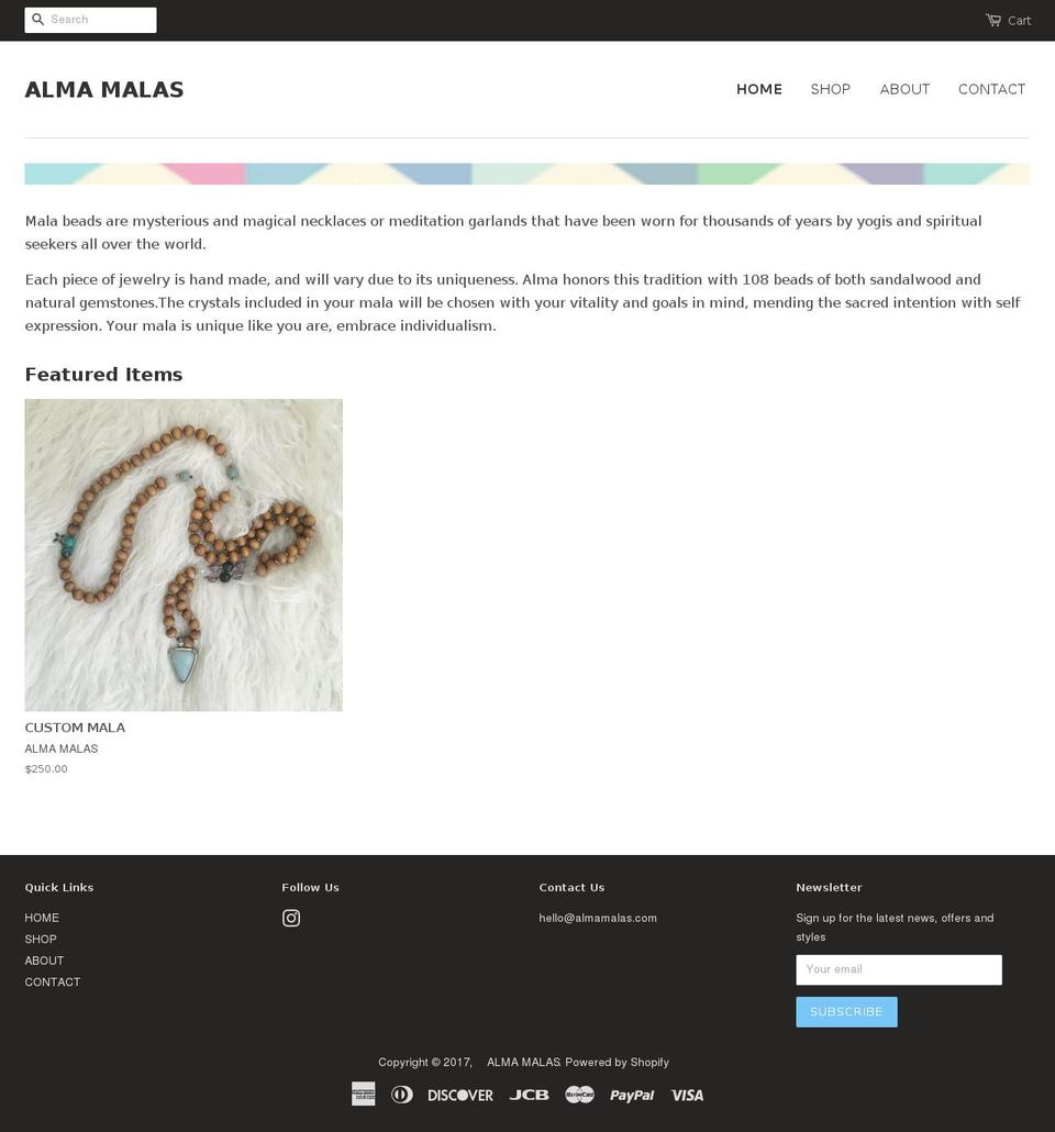 almamalas.com shopify website screenshot