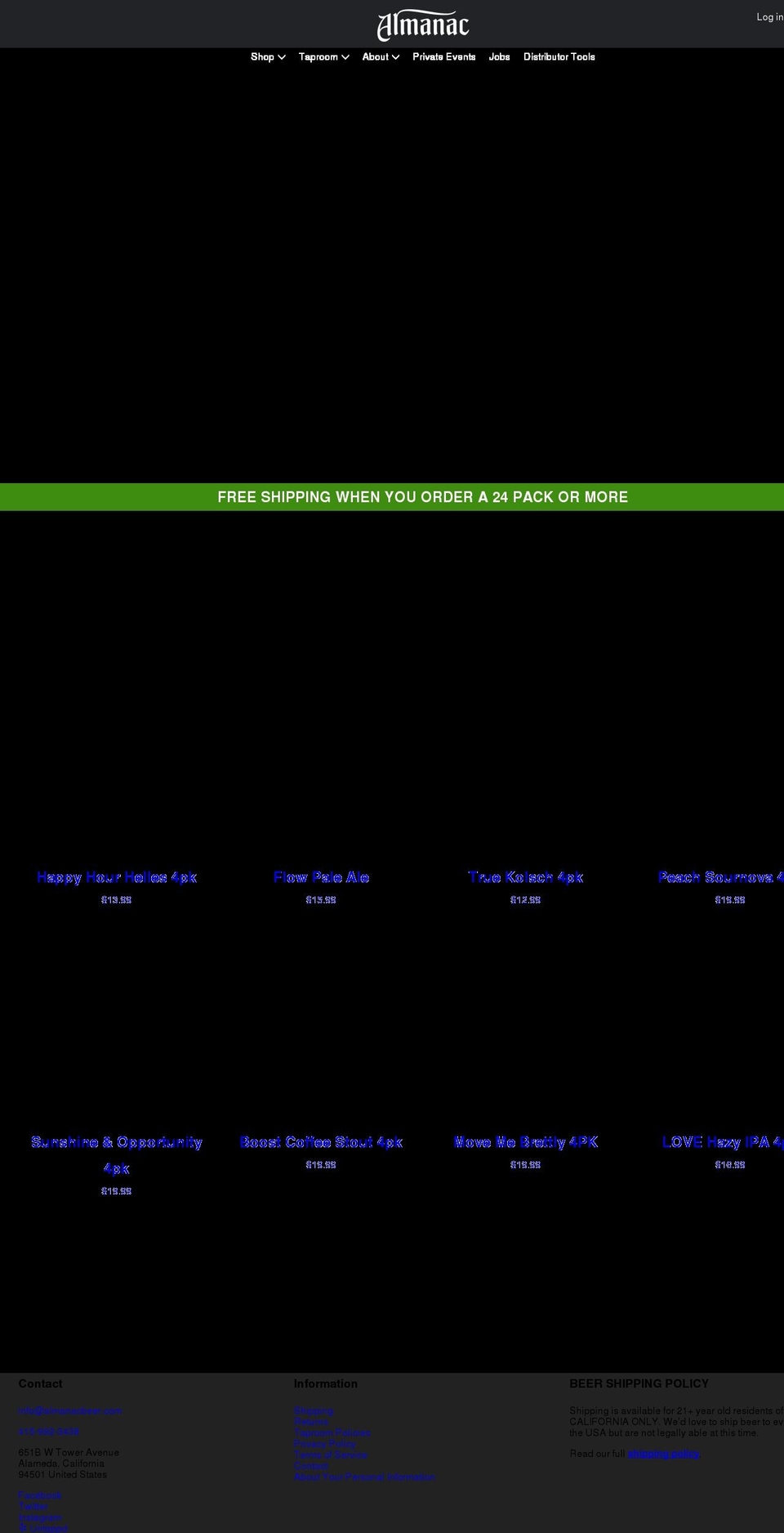 almanacbeer.myshopify.com shopify website screenshot