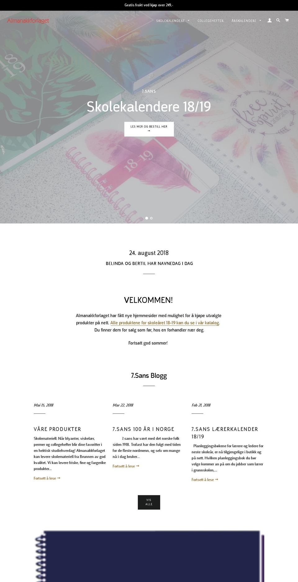 almanakkforlaget.no shopify website screenshot