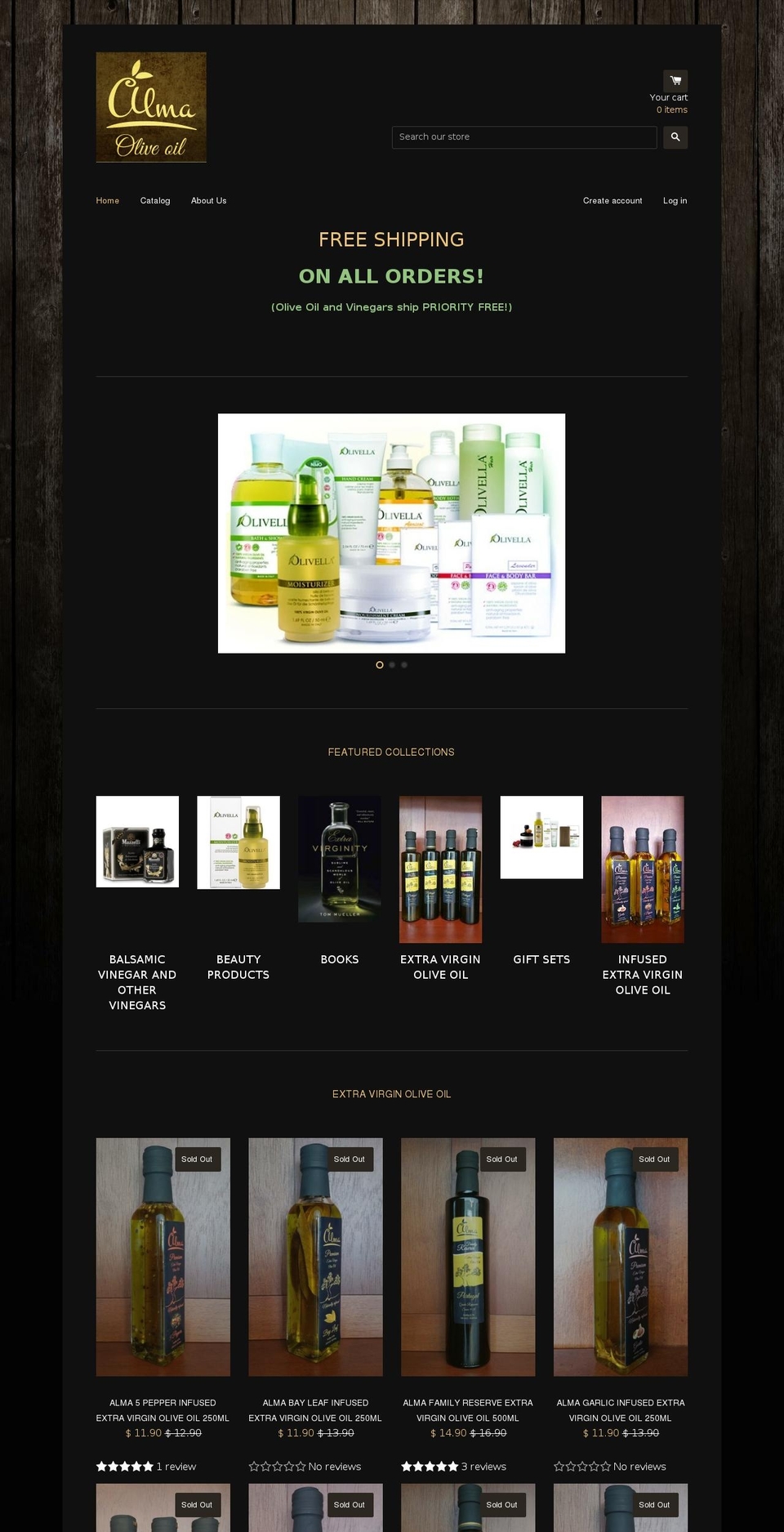 almaoliveoil.com shopify website screenshot