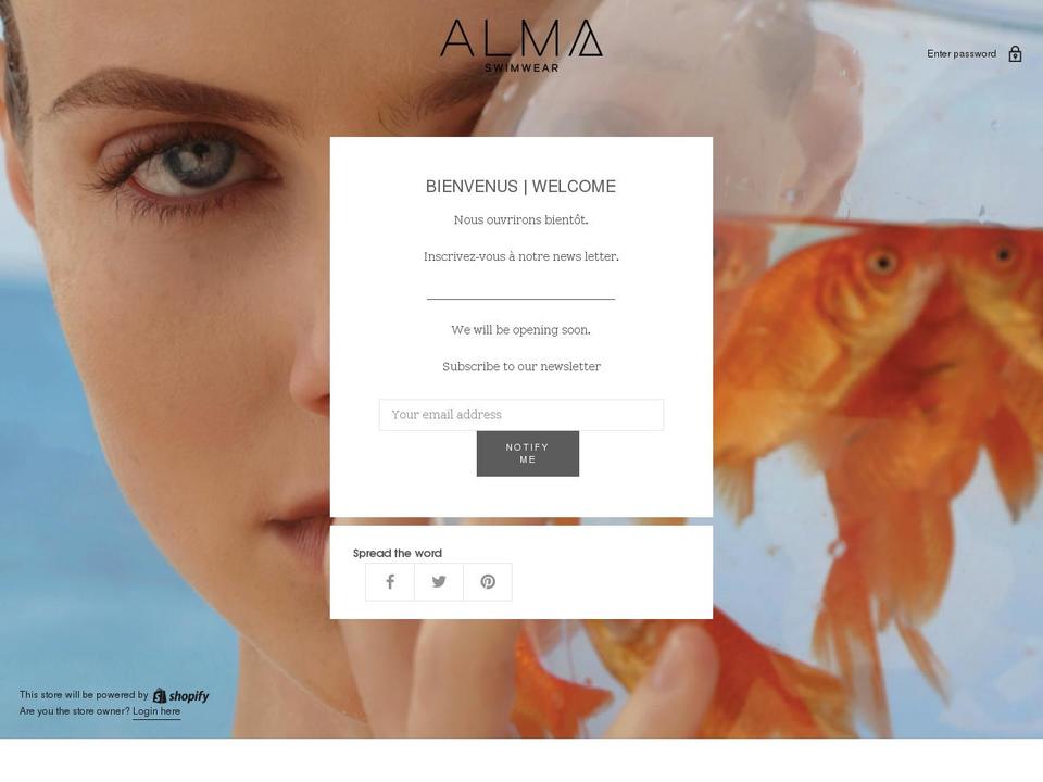 almaswimwear.com shopify website screenshot