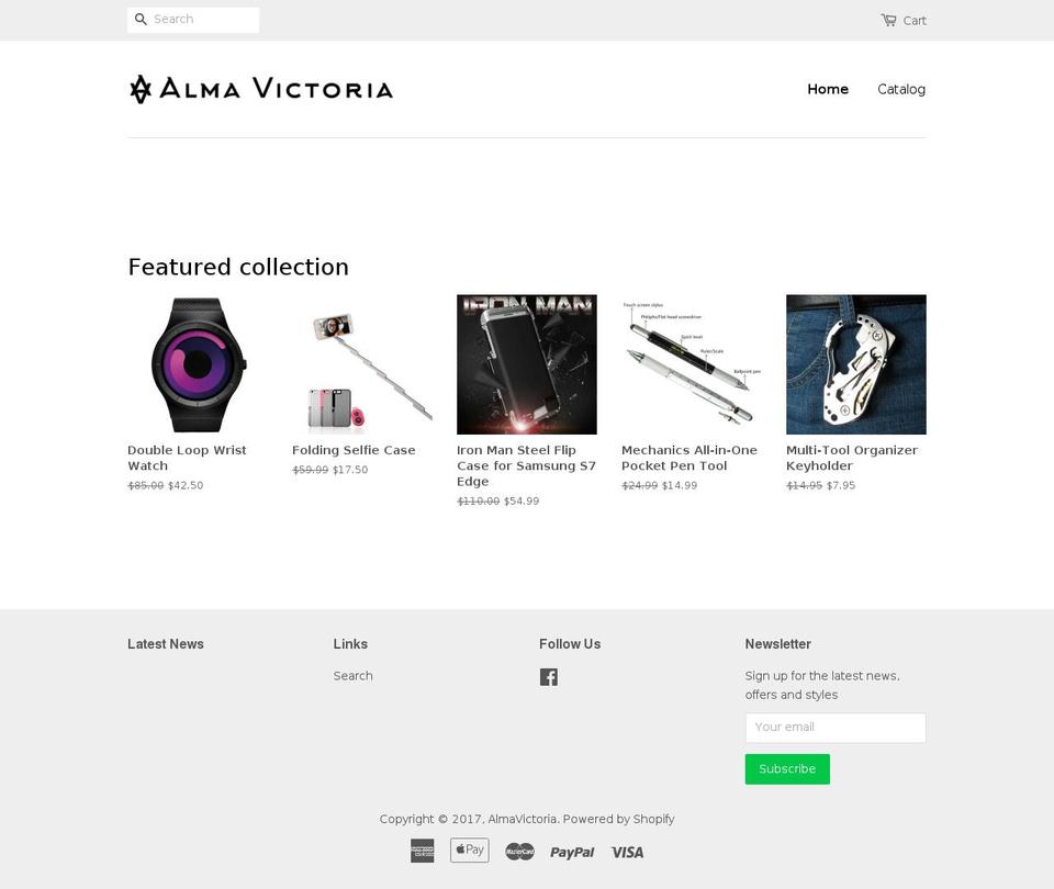 almavictoria.com shopify website screenshot