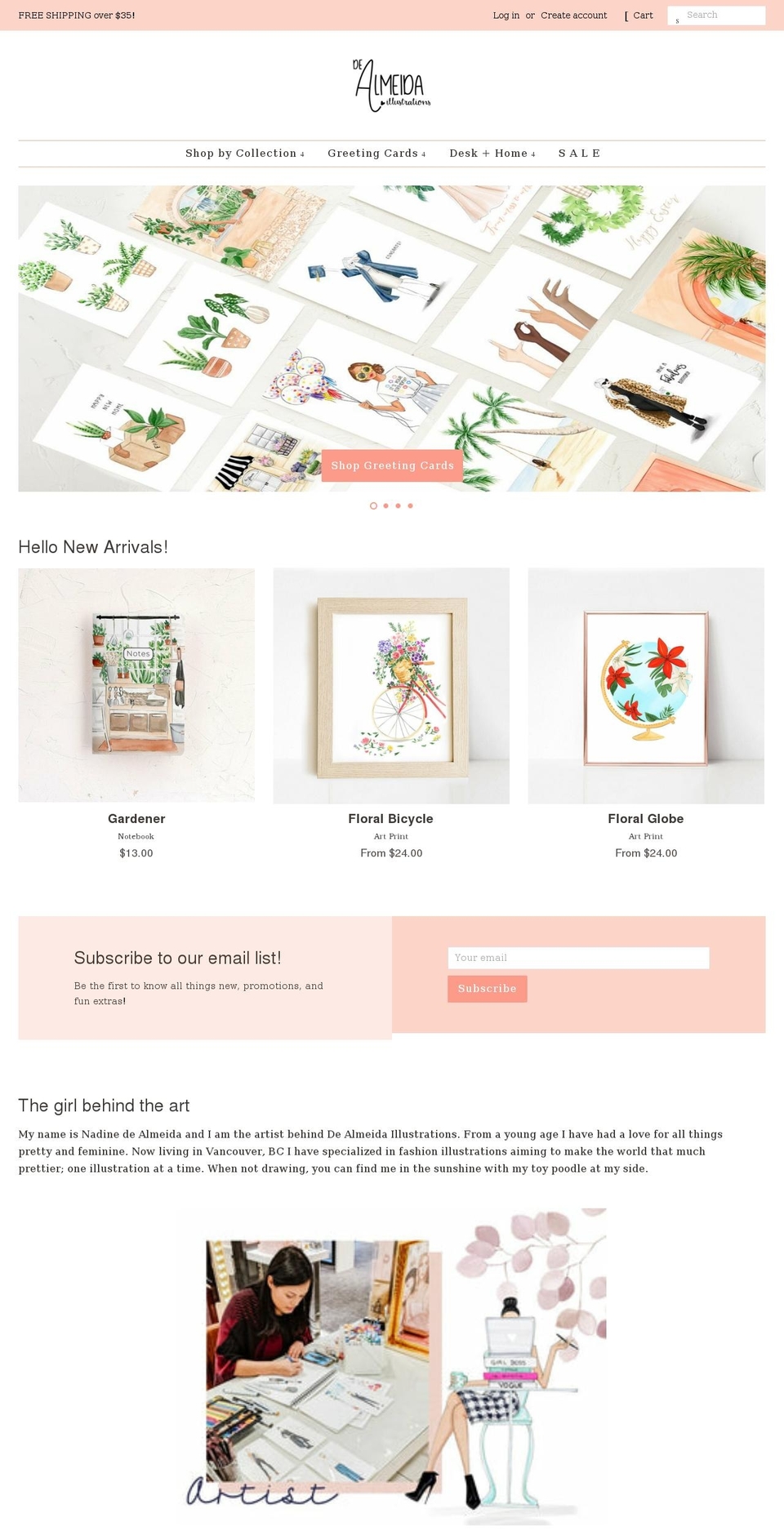 almeidaillustrations.com shopify website screenshot