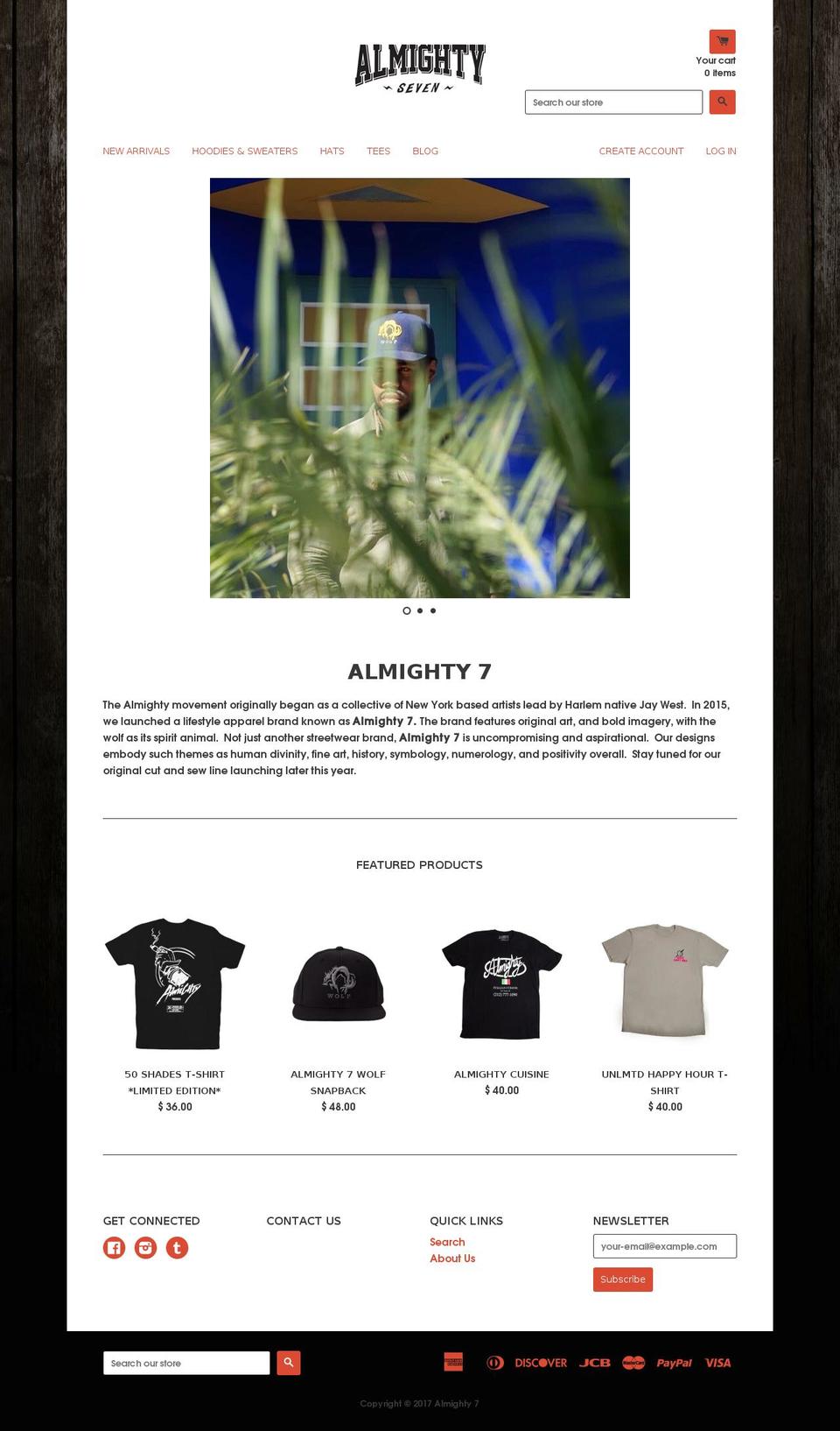 almighty7.com shopify website screenshot