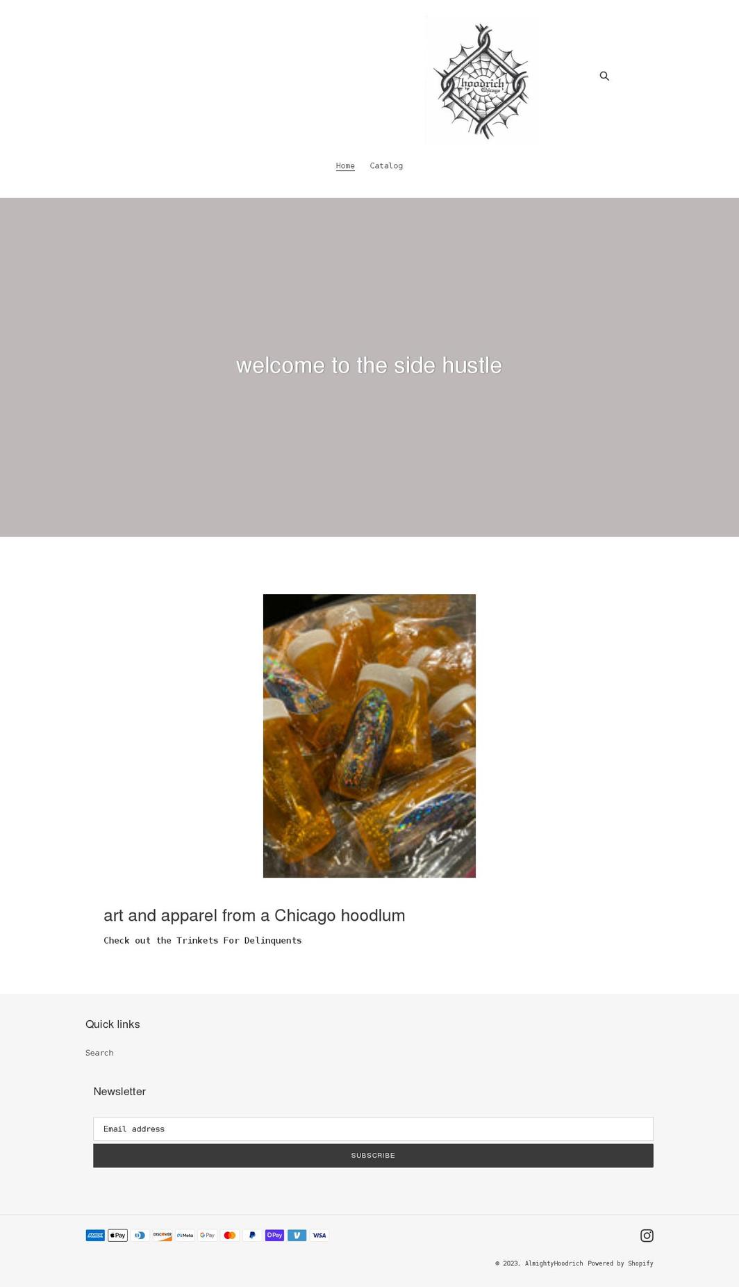 almightyhoodrich.com shopify website screenshot