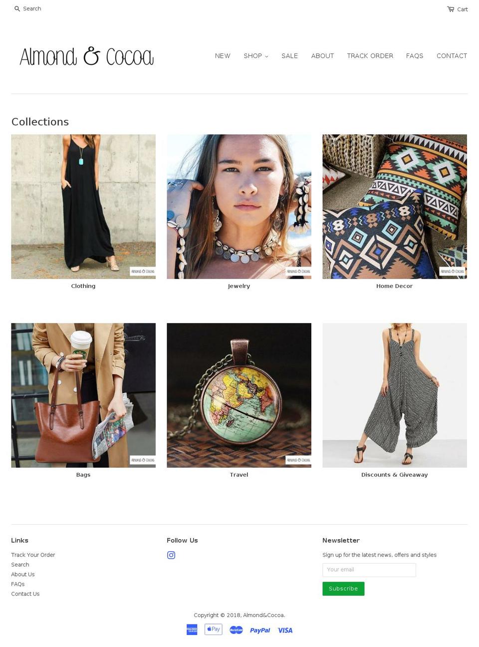 almondandcocoa.com — Shopify storefront screenshot