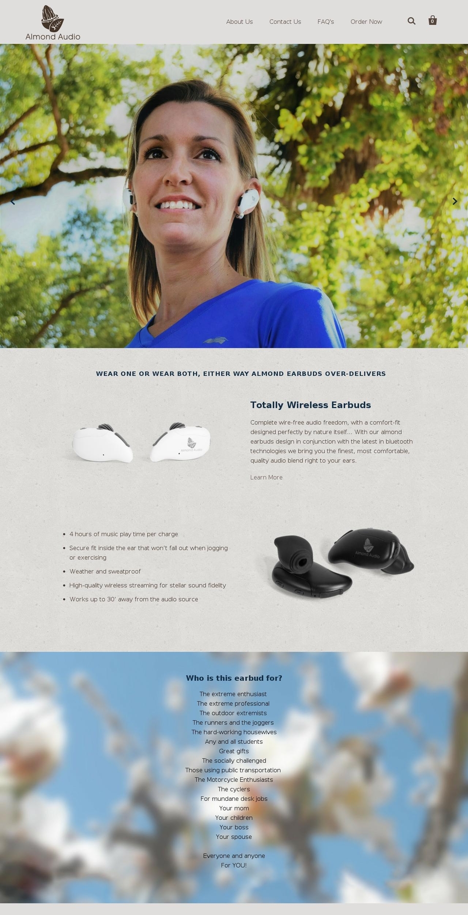 almondearbuds.com shopify website screenshot