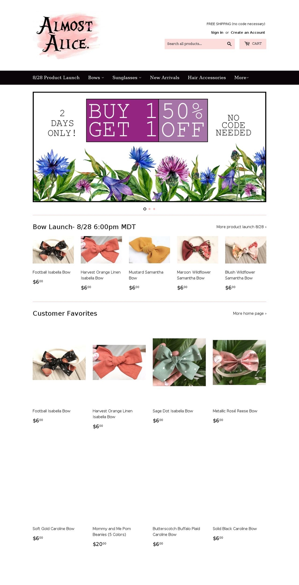 almost-alice.com shopify website screenshot