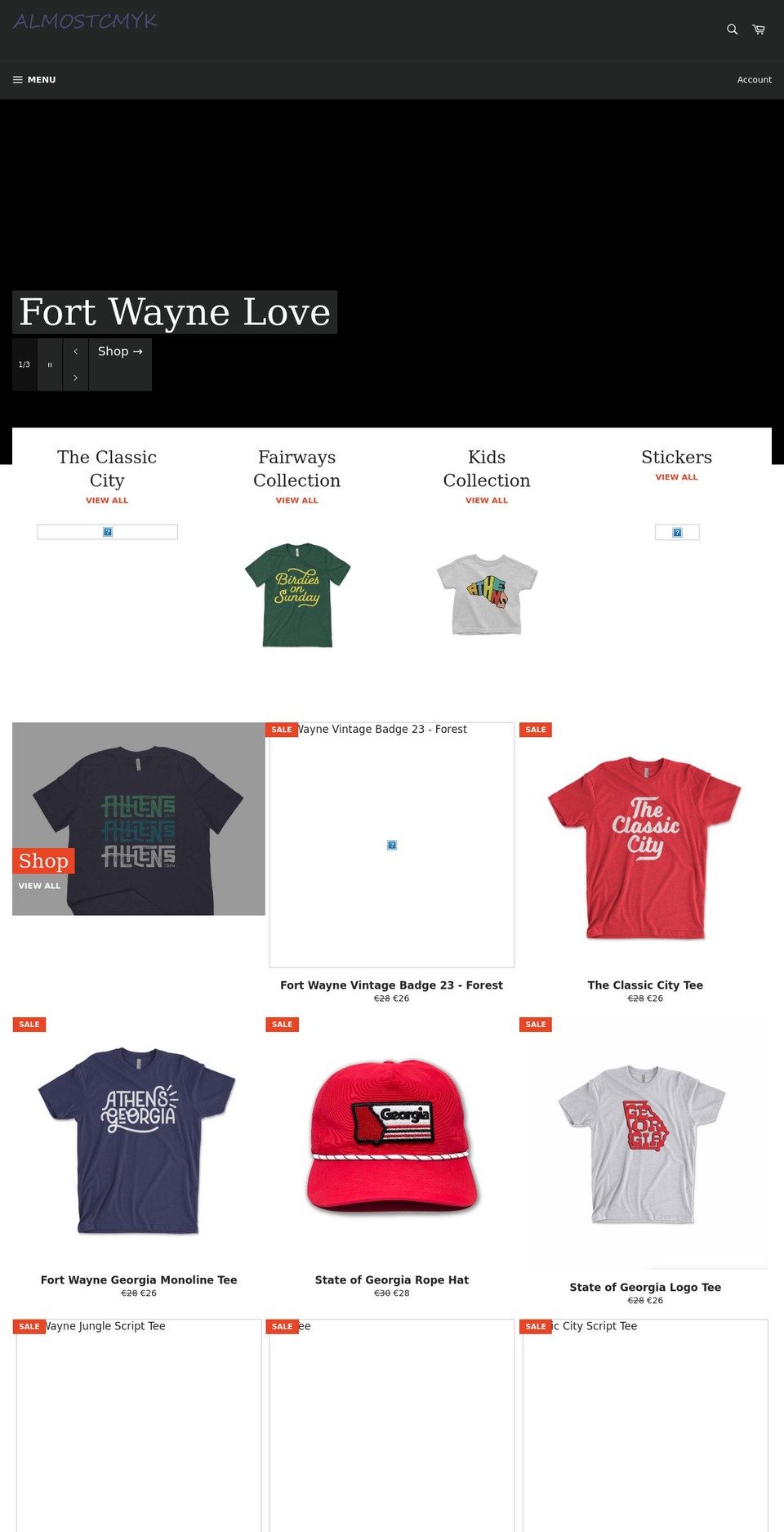 almostcmyk.com shopify website screenshot