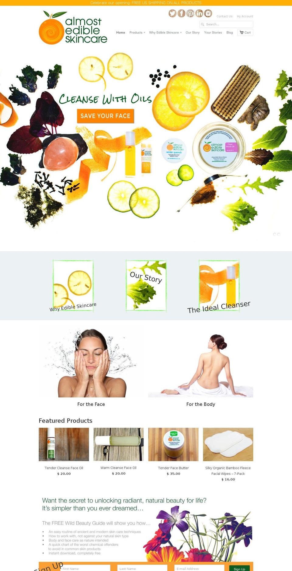 almostedibleskincare.com shopify website screenshot