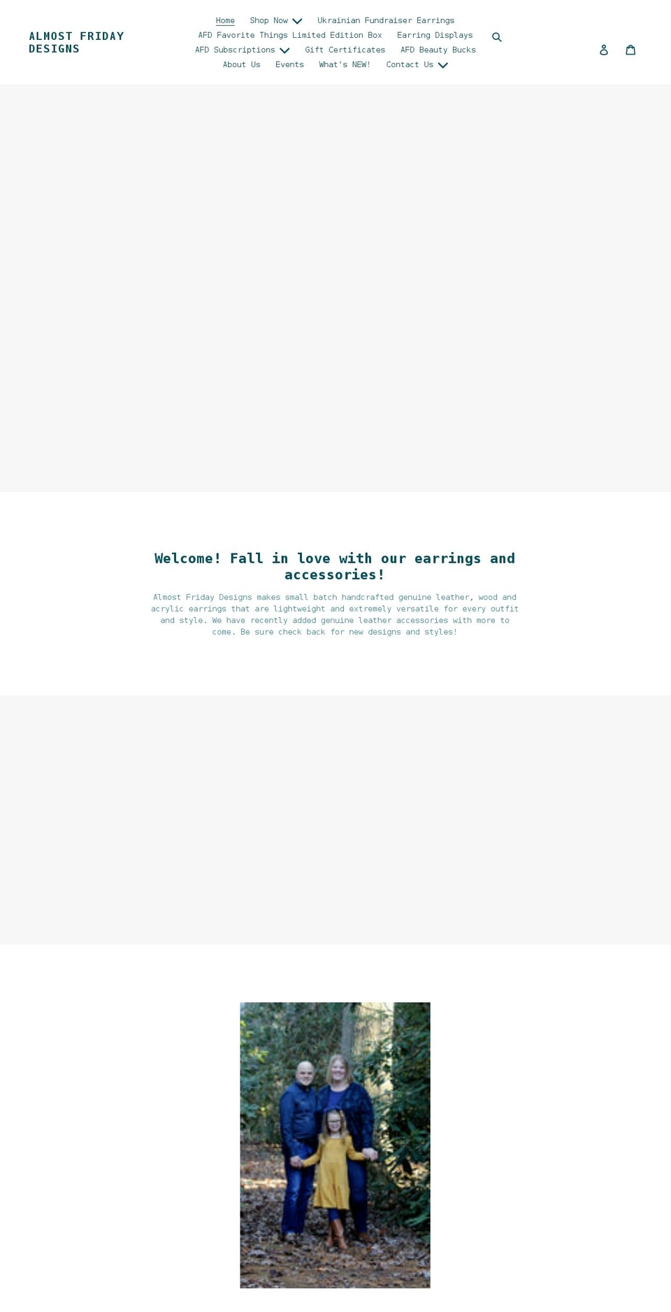 almostfridaydesigns.com shopify website screenshot