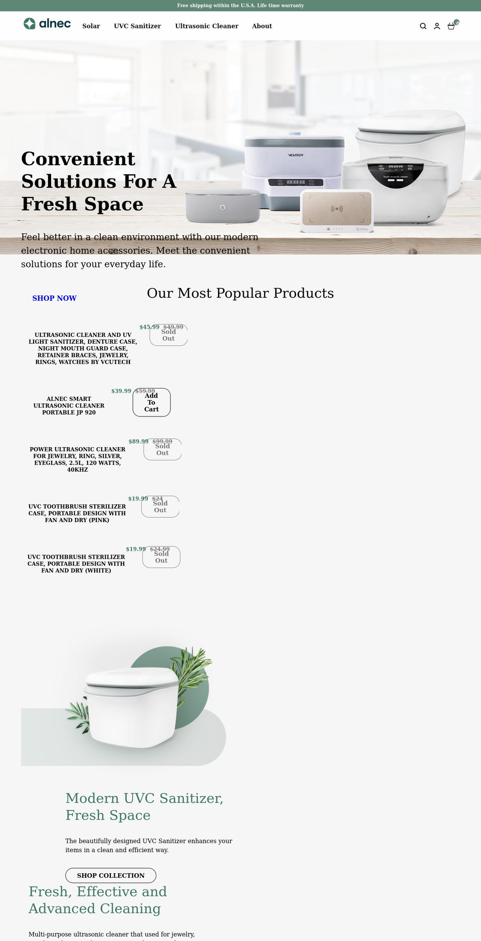 alnec.com shopify website screenshot