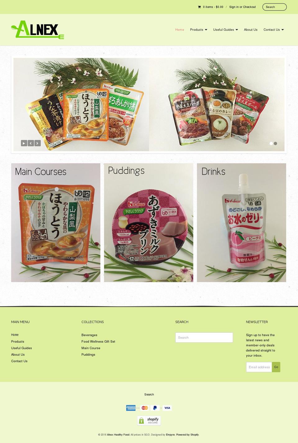 alnexhealthyfood.com — Shopify storefront screenshot