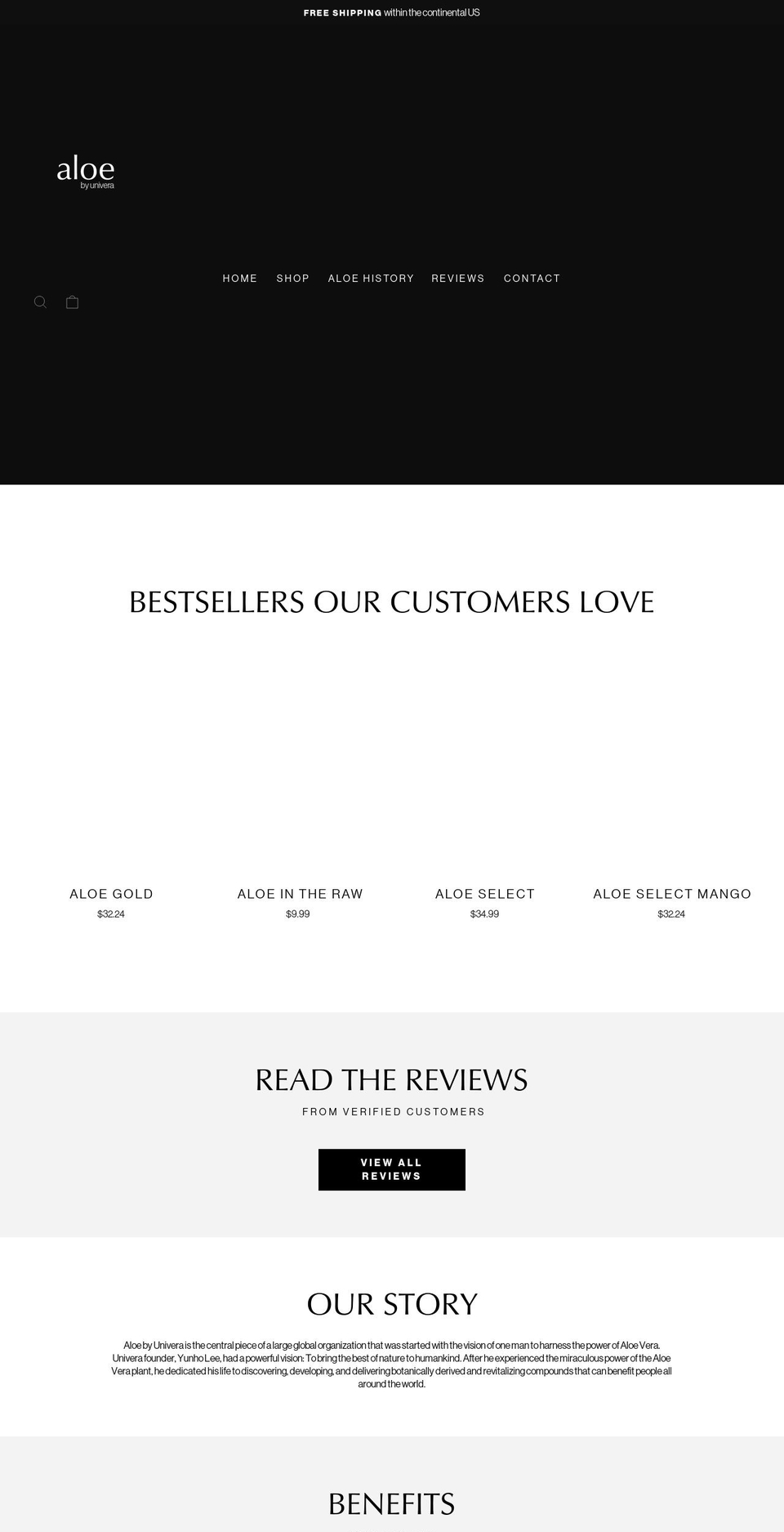 aloe.com shopify website screenshot